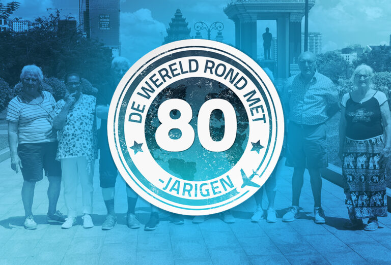 Logo van het programma De Wereld Rond met 80-jarigen